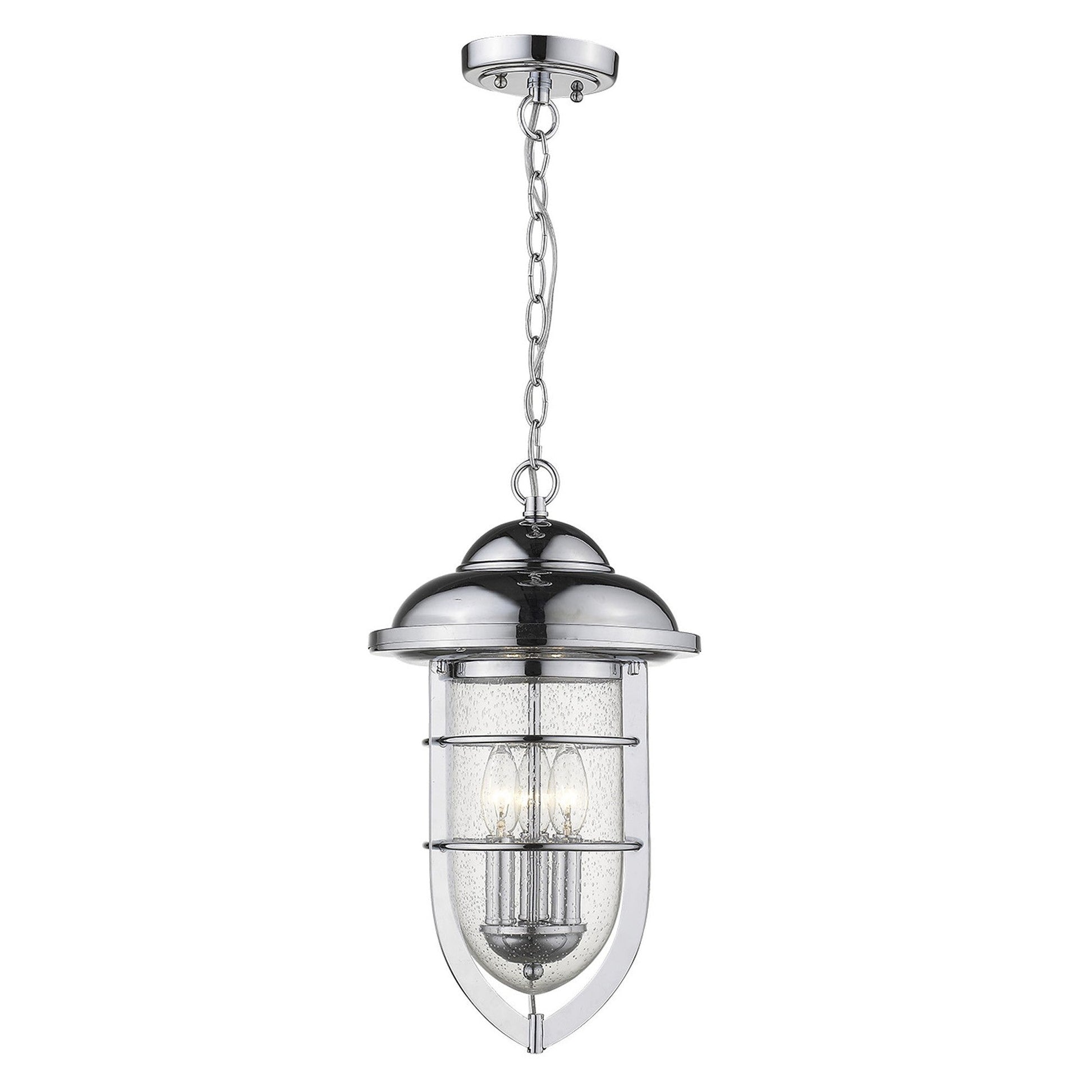 HomeRoots Dylan 3-Light Hanging Lantern in Chrome Finish