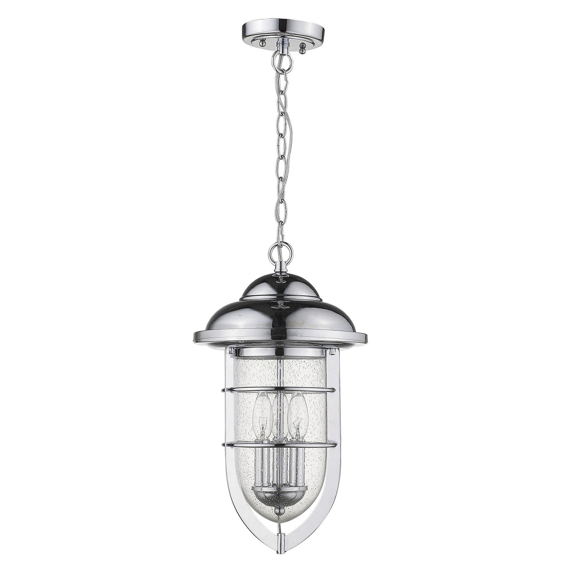 HomeRoots Dylan 3-Light Hanging Lantern in Chrome Finish