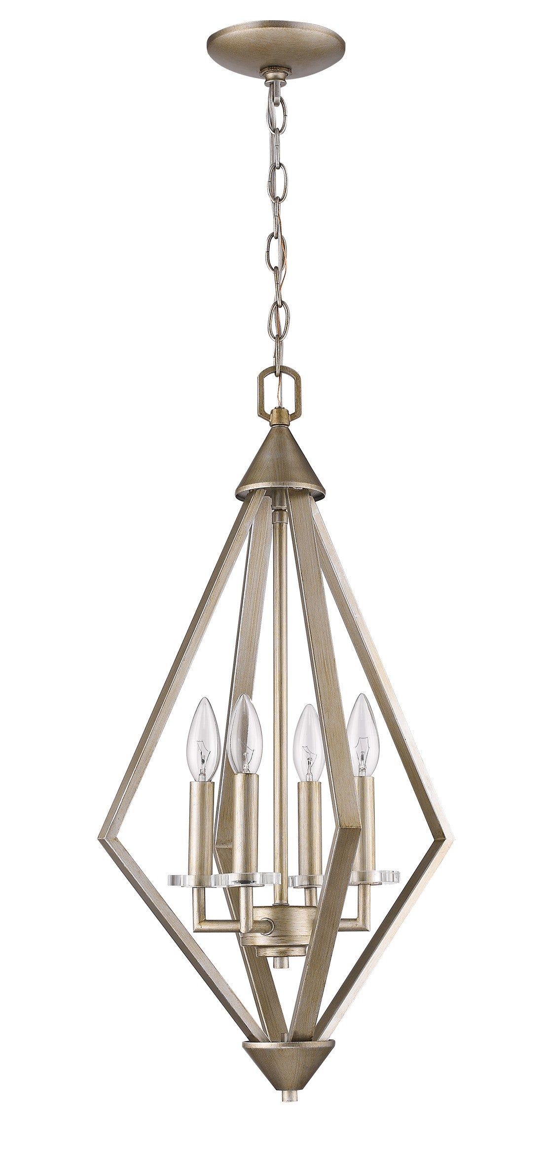 HomeRoots Easton 4-Light Pendant With Crystal Bobeches and Washed Gold Finish