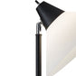 HomeRoots Elemental Metal Torchiere With White Cone Shade and Black Finish