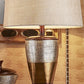 HomeRoots Exotic Wide Stripe Table Lamp in Brown and Gold Finish