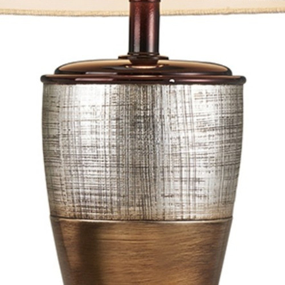 HomeRoots Exotic Wide Stripe Table Lamp in Brown and Gold Finish