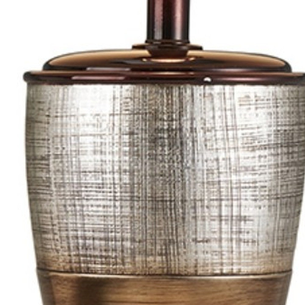 HomeRoots Exotic Wide Stripe Table Lamp in Brown and Gold Finish