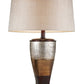 HomeRoots Exotic Wide Stripe Table Lamp in Brown and Gold Finish