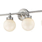 HomeRoots Fairfax 4-Light Vanity With White Globe Shades and Satin Nickel Finish