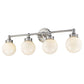 HomeRoots Fairfax 4-Light Vanity With White Globe Shades and Satin Nickel Finish