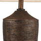 HomeRoots Fantastic Rustic Ribbed Table Lamp in Bronze Finish