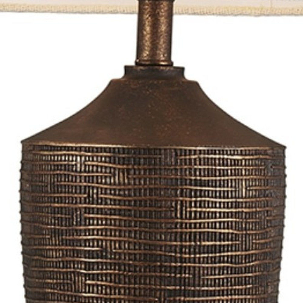HomeRoots Fantastic Rustic Ribbed Table Lamp in Bronze Finish