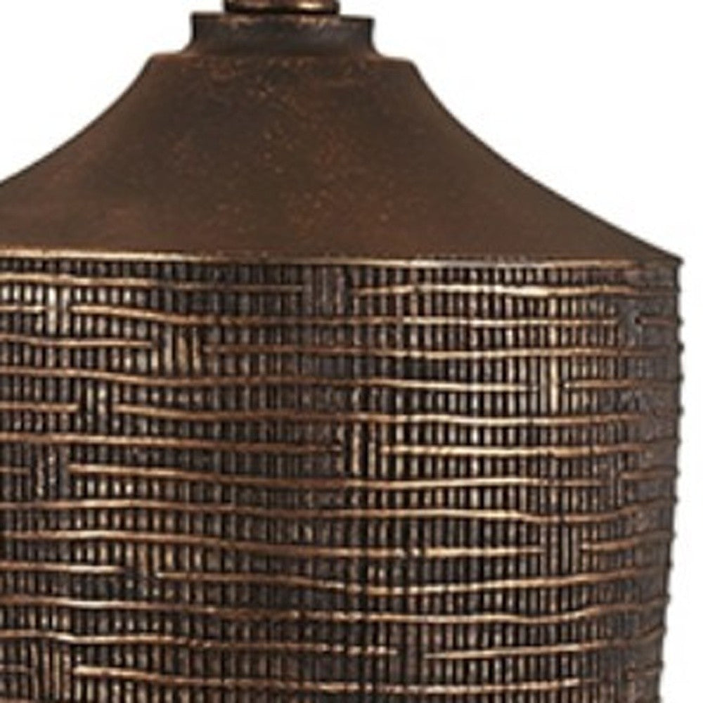 HomeRoots Fantastic Rustic Ribbed Table Lamp in Bronze Finish