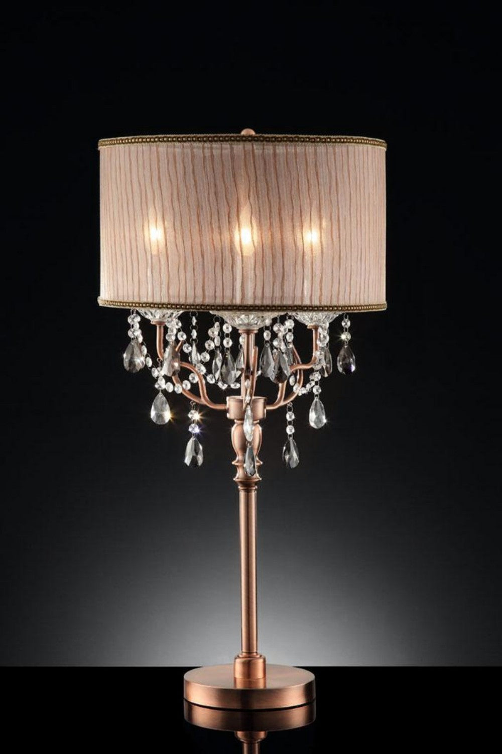 HomeRoots Faux Crystal Accent Table Lamp in Silver and Pink Finish