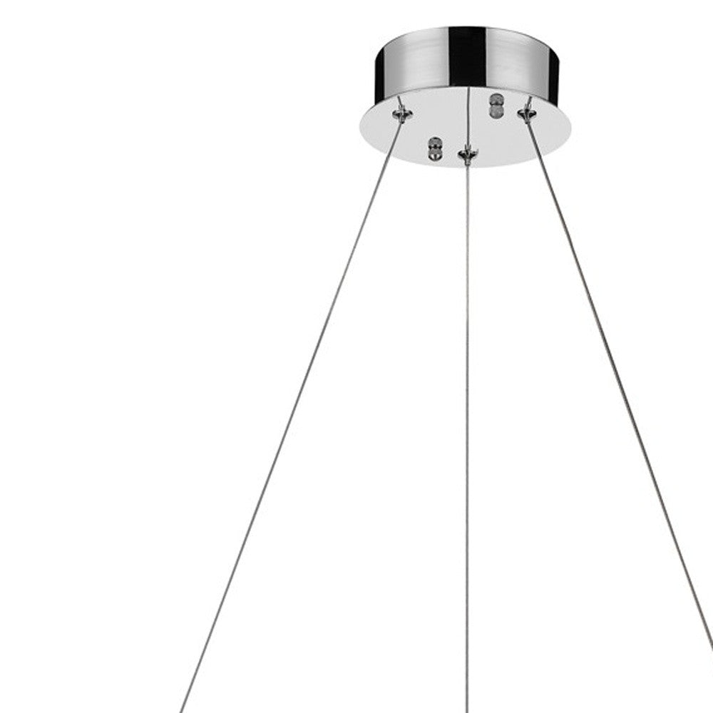 HomeRoots Faux Crystal Bling Ring LED Hanging Light in Silver Finish