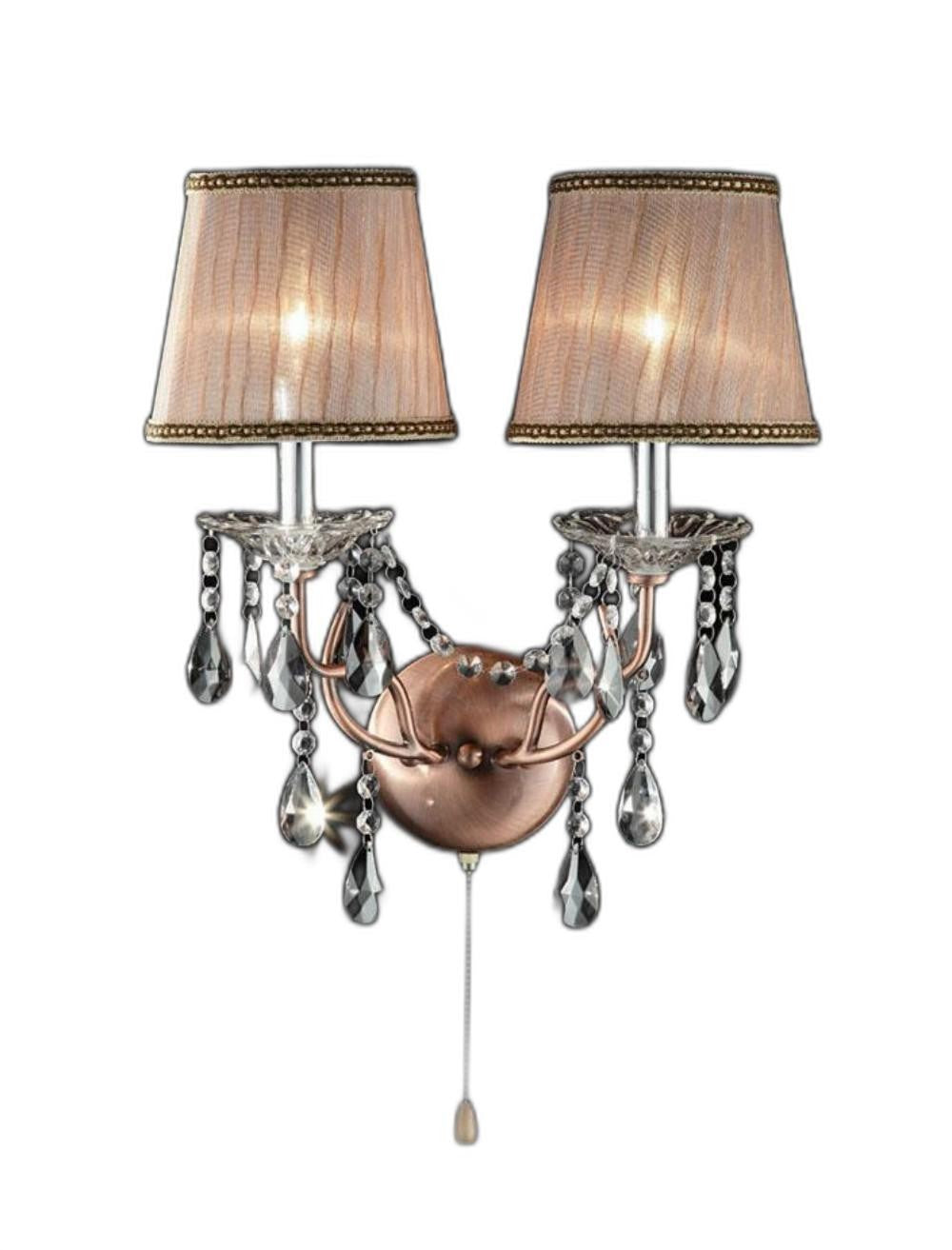 HomeRoots Faux Crystal Dual Light Hanging Wall Sconce With Silver and Pink Finish
