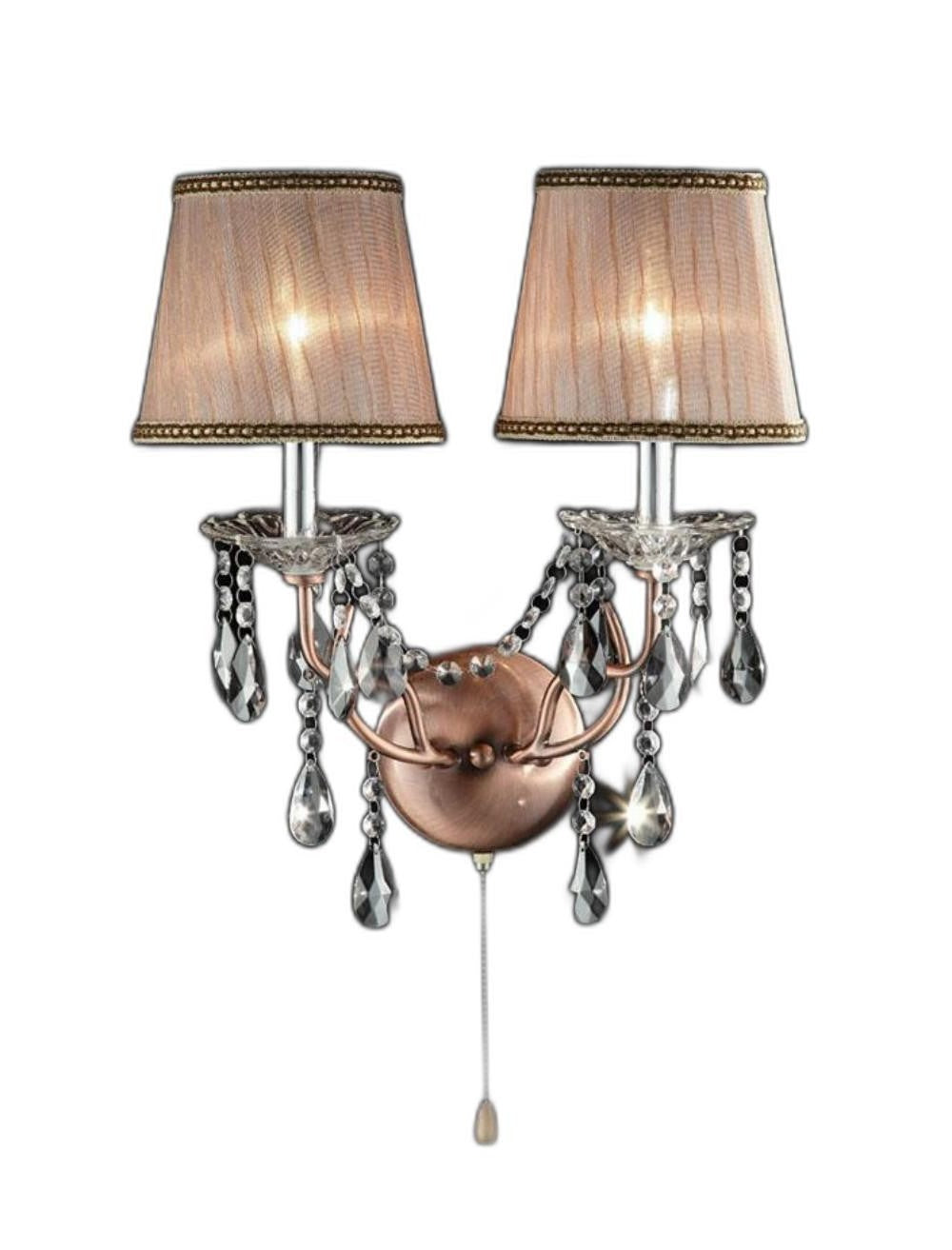 HomeRoots Faux Crystal Dual Light Hanging Wall Sconce With Silver and Pink Finish