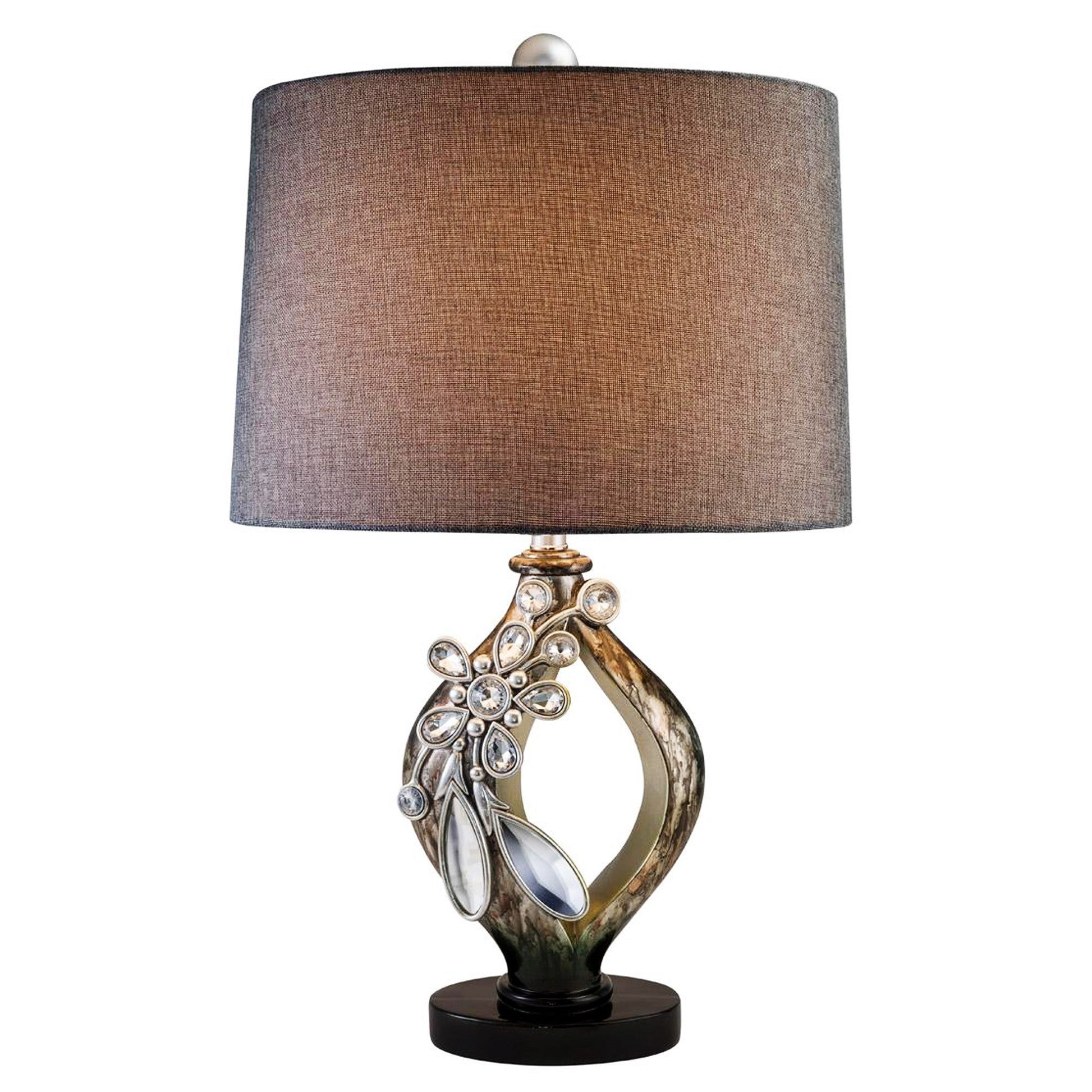 HomeRoots Faux Crystal Glam Accent Table Lamp With Brown and Gold Finish