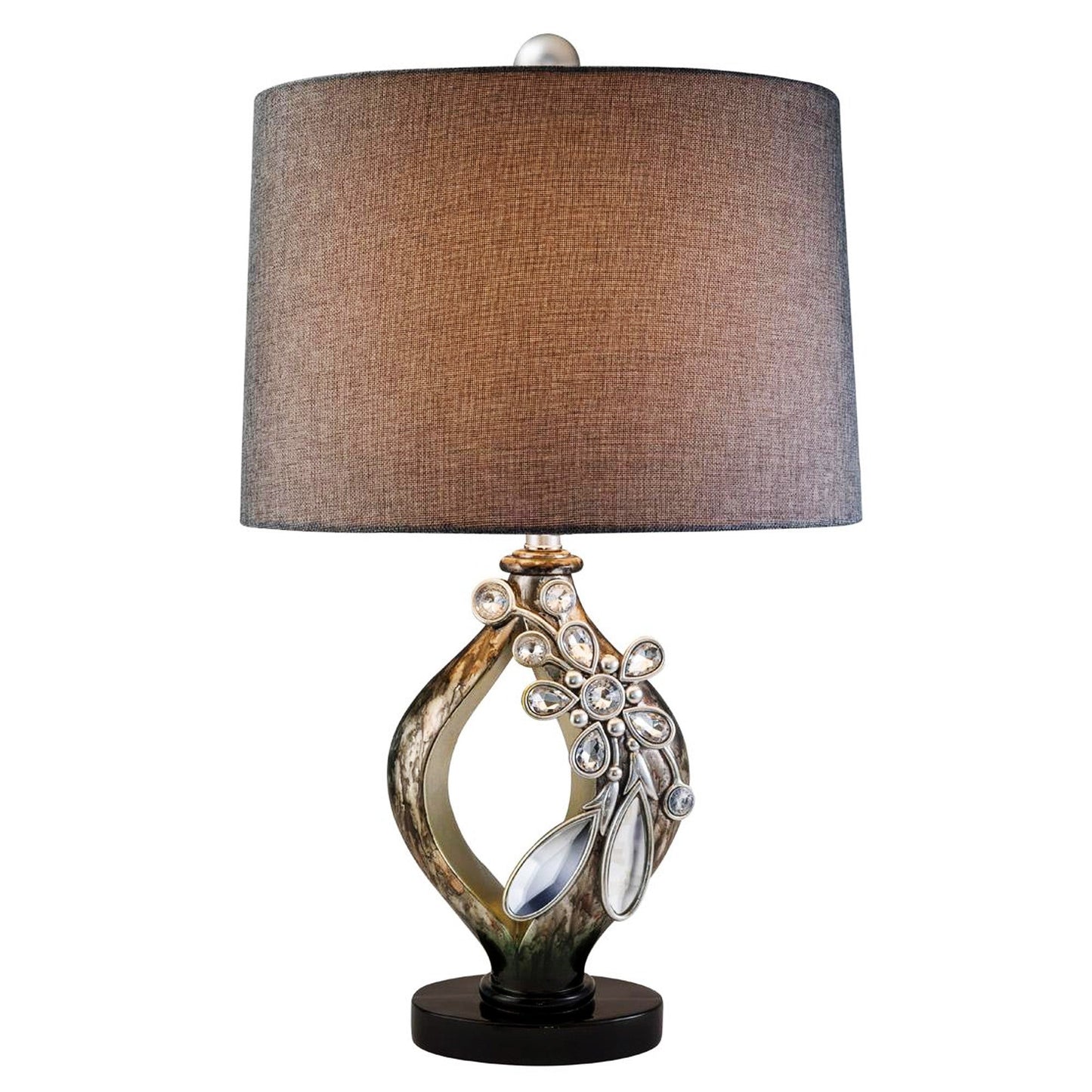 HomeRoots Faux Crystal Glam Accent Table Lamp With Brown and Gold Finish