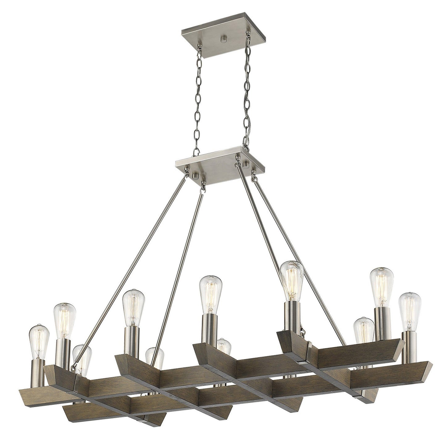 HomeRoots Finnick 12-Light Chandelier in Satin Nickel Finish