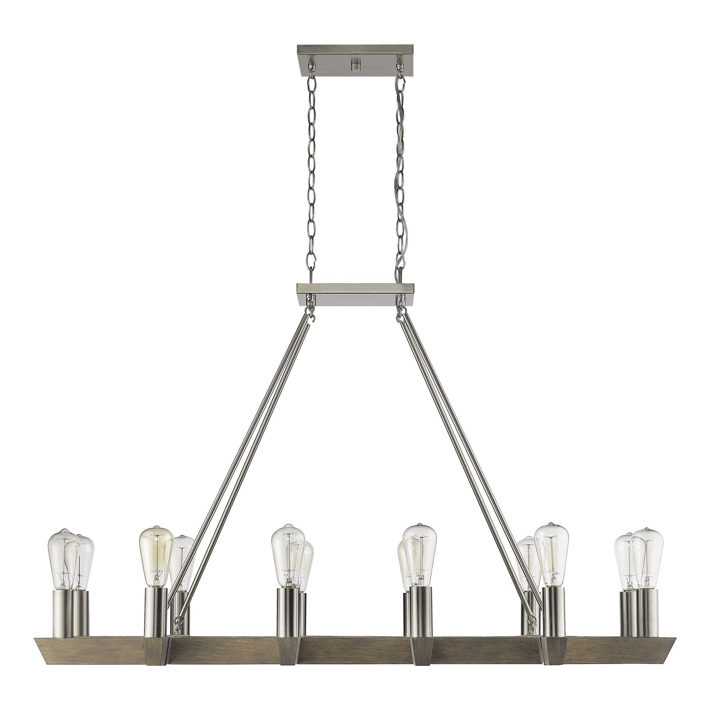 HomeRoots Finnick 12-Light Chandelier in Satin Nickel Finish