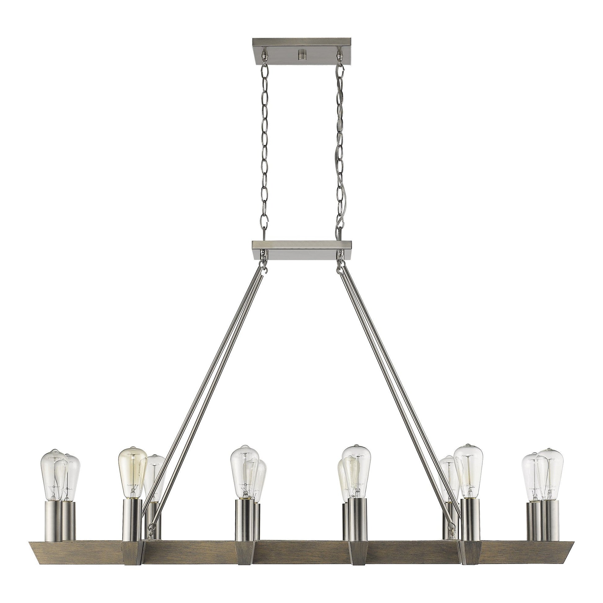 HomeRoots Finnick 12-Light Chandelier in Satin Nickel Finish