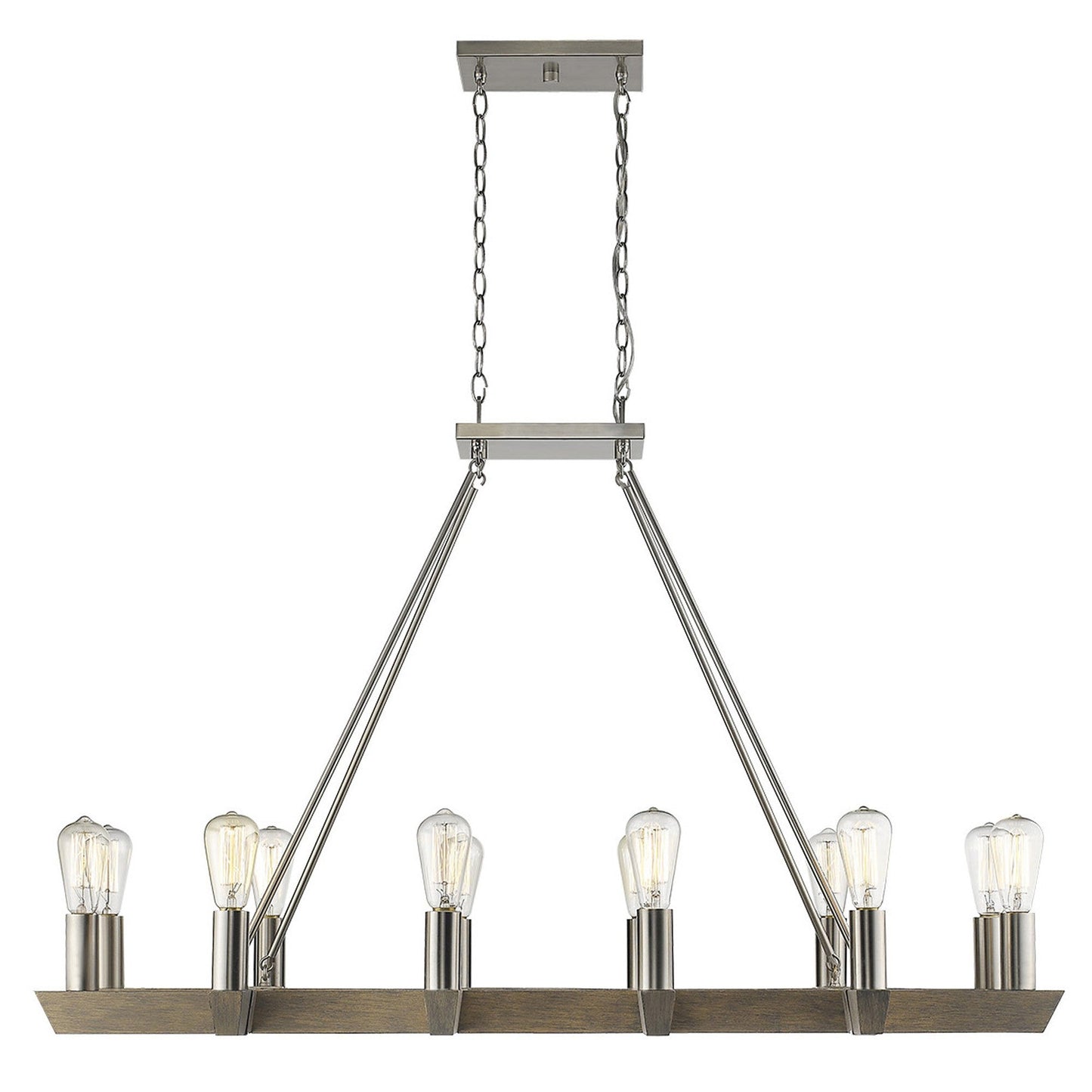 HomeRoots Finnick 12-Light Chandelier in Satin Nickel Finish