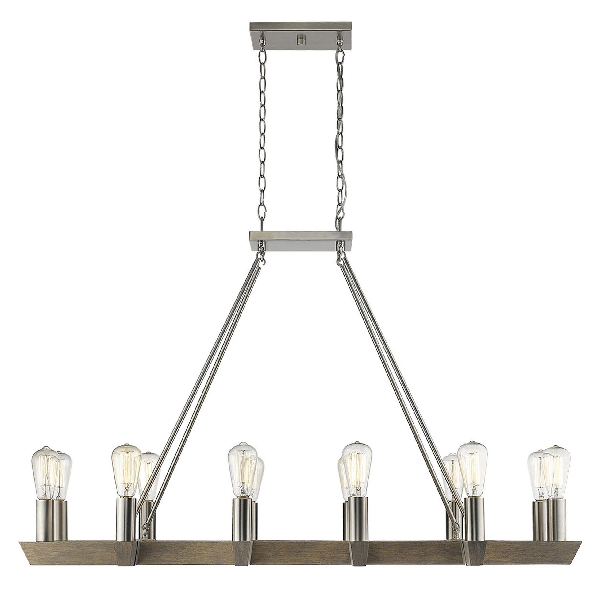HomeRoots Finnick 12-Light Chandelier in Satin Nickel Finish