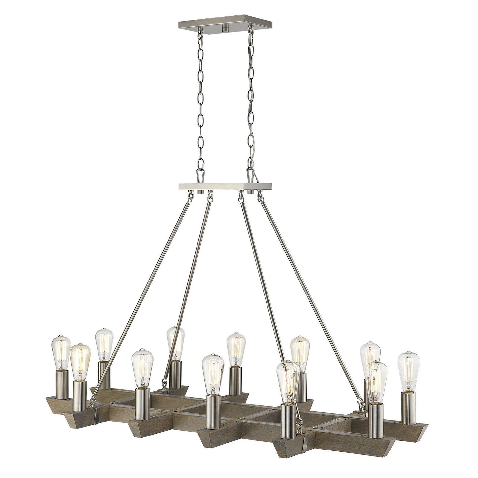 HomeRoots Finnick 12-Light Chandelier in Satin Nickel Finish