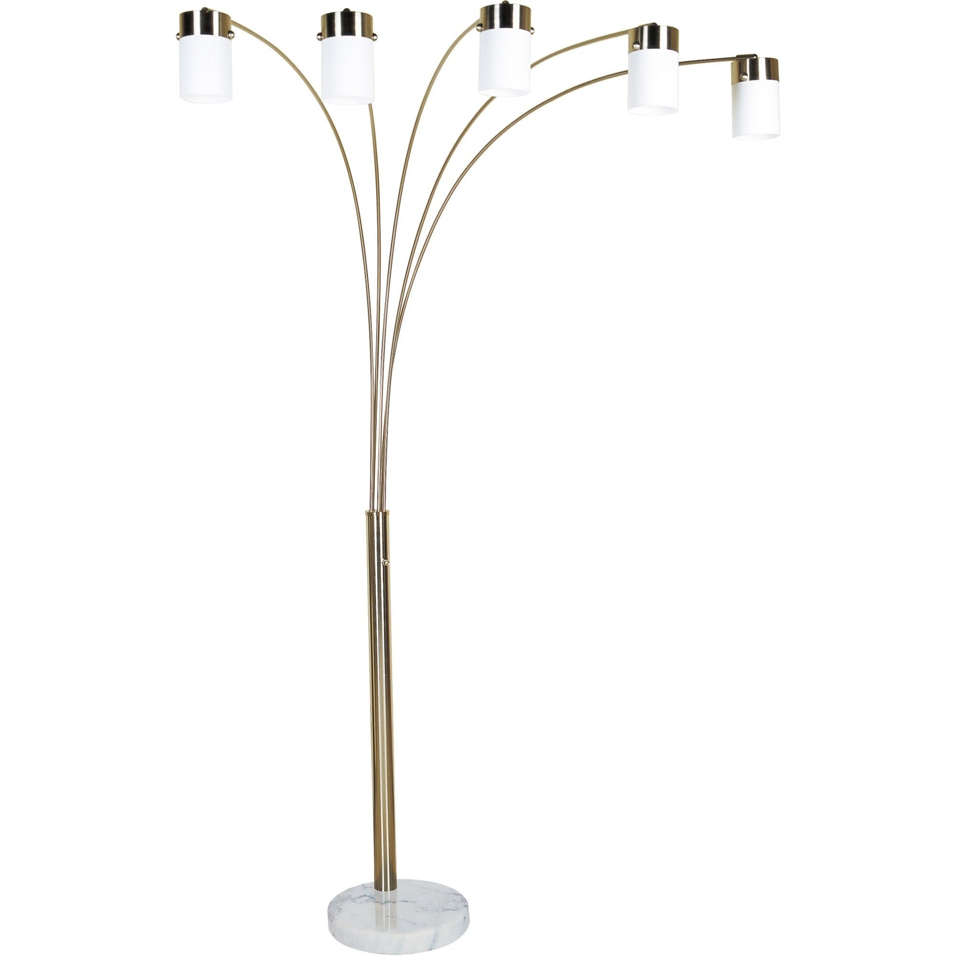 HomeRoots Five Light Gold Metal Floor Lamp With White Shade
