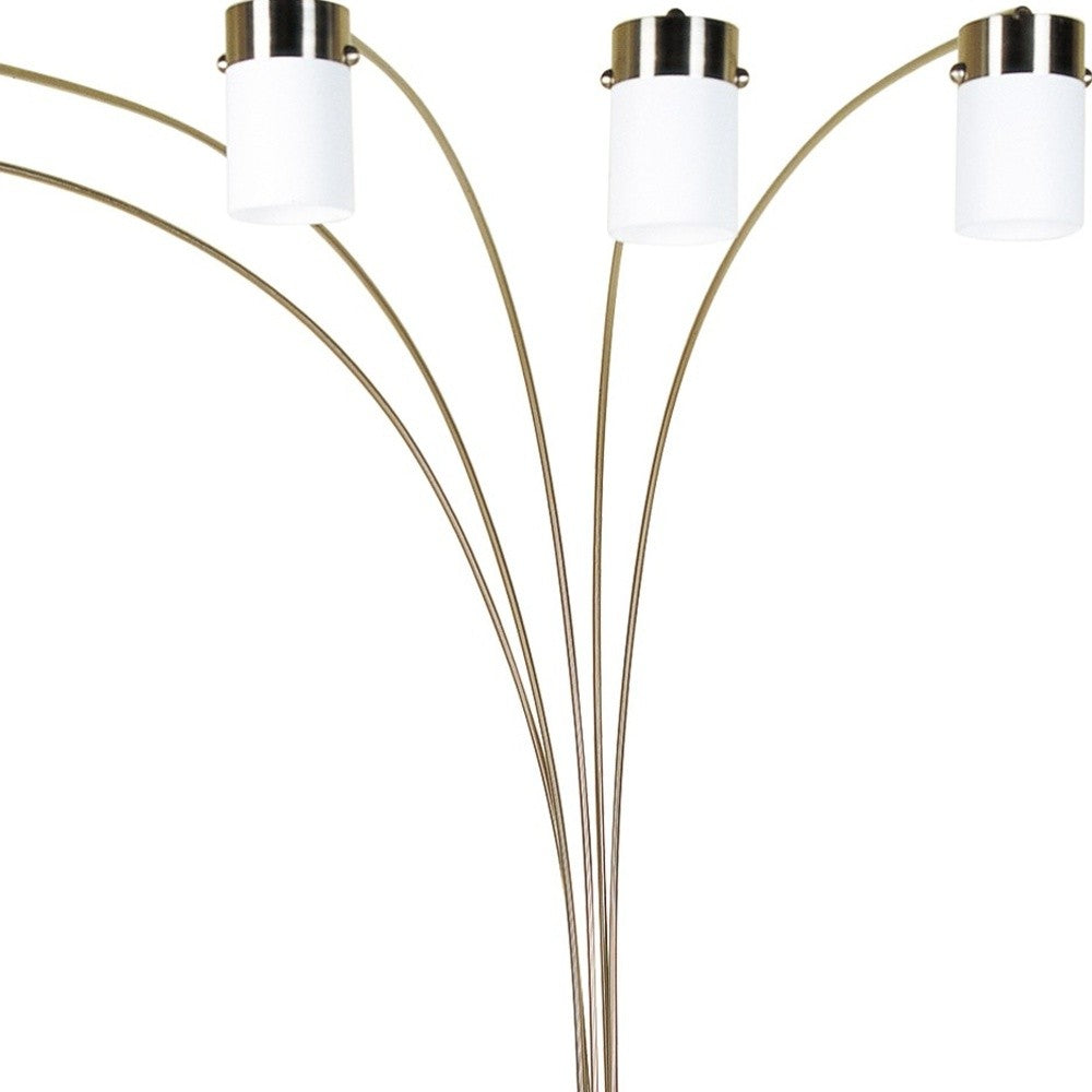 HomeRoots Five Light Gold Metal Floor Lamp With White Shade