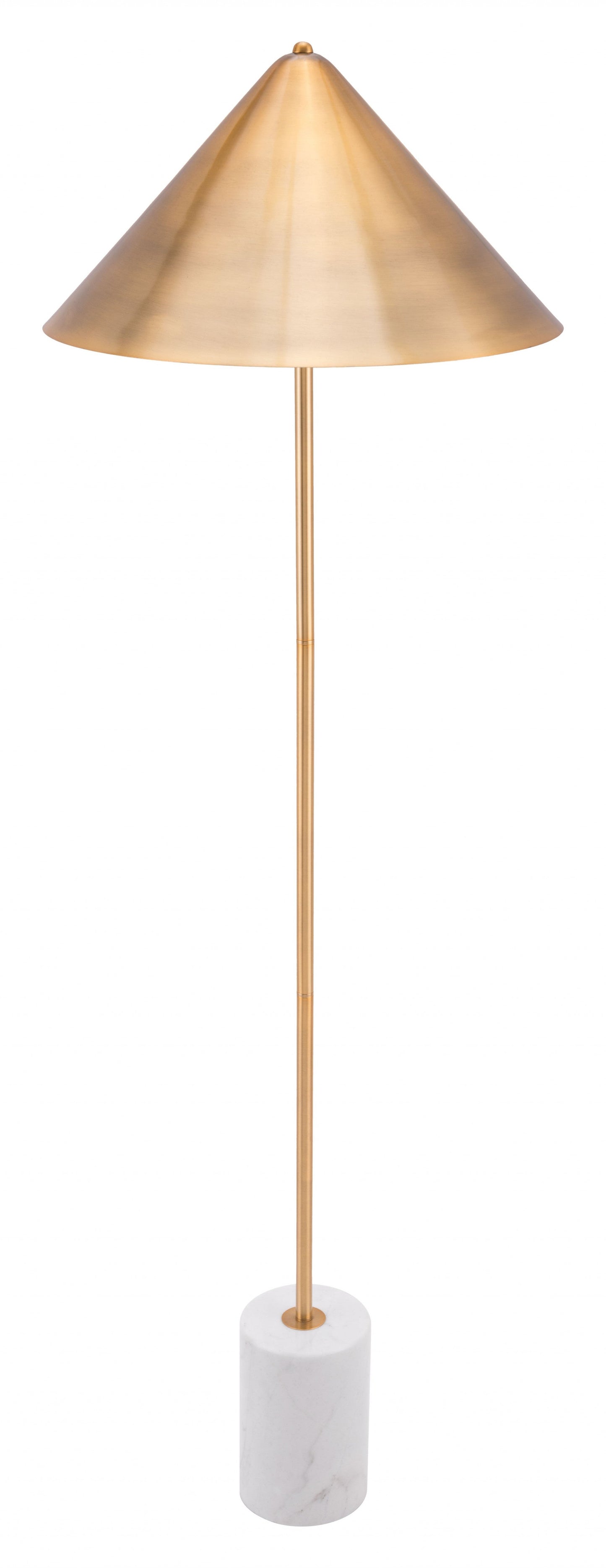 HomeRoots Flare Floor Lamp With Gold and White Finish