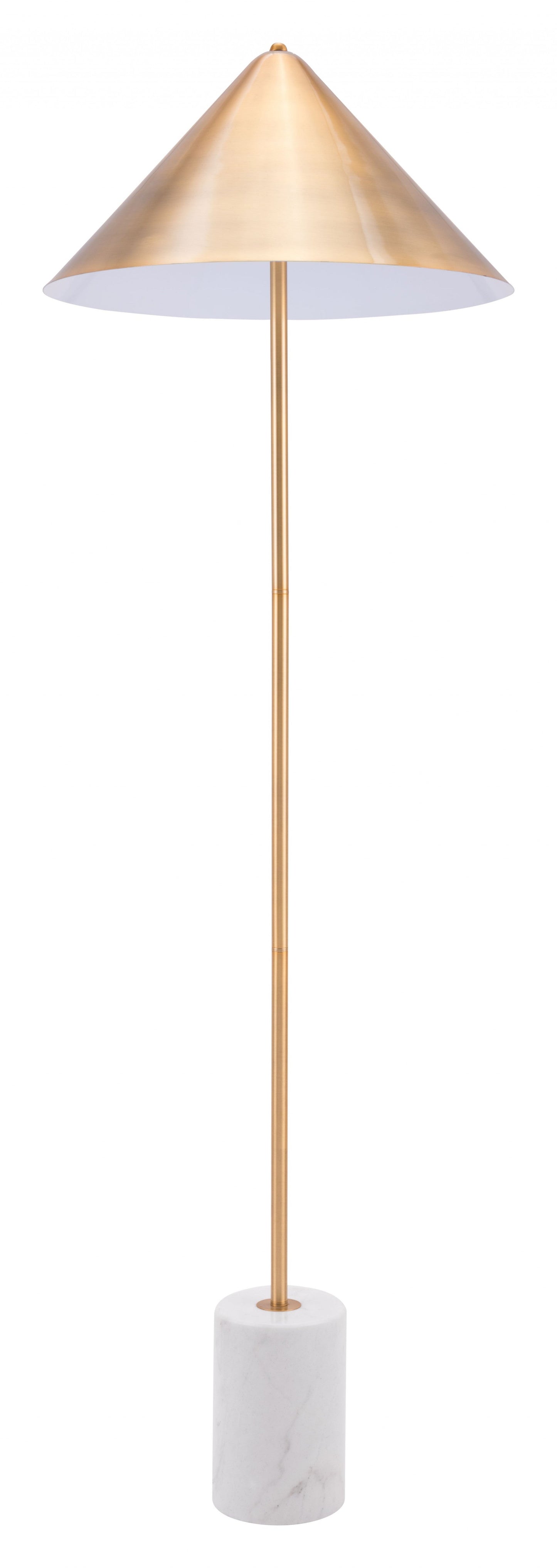 HomeRoots Flare Floor Lamp With Gold and White Finish