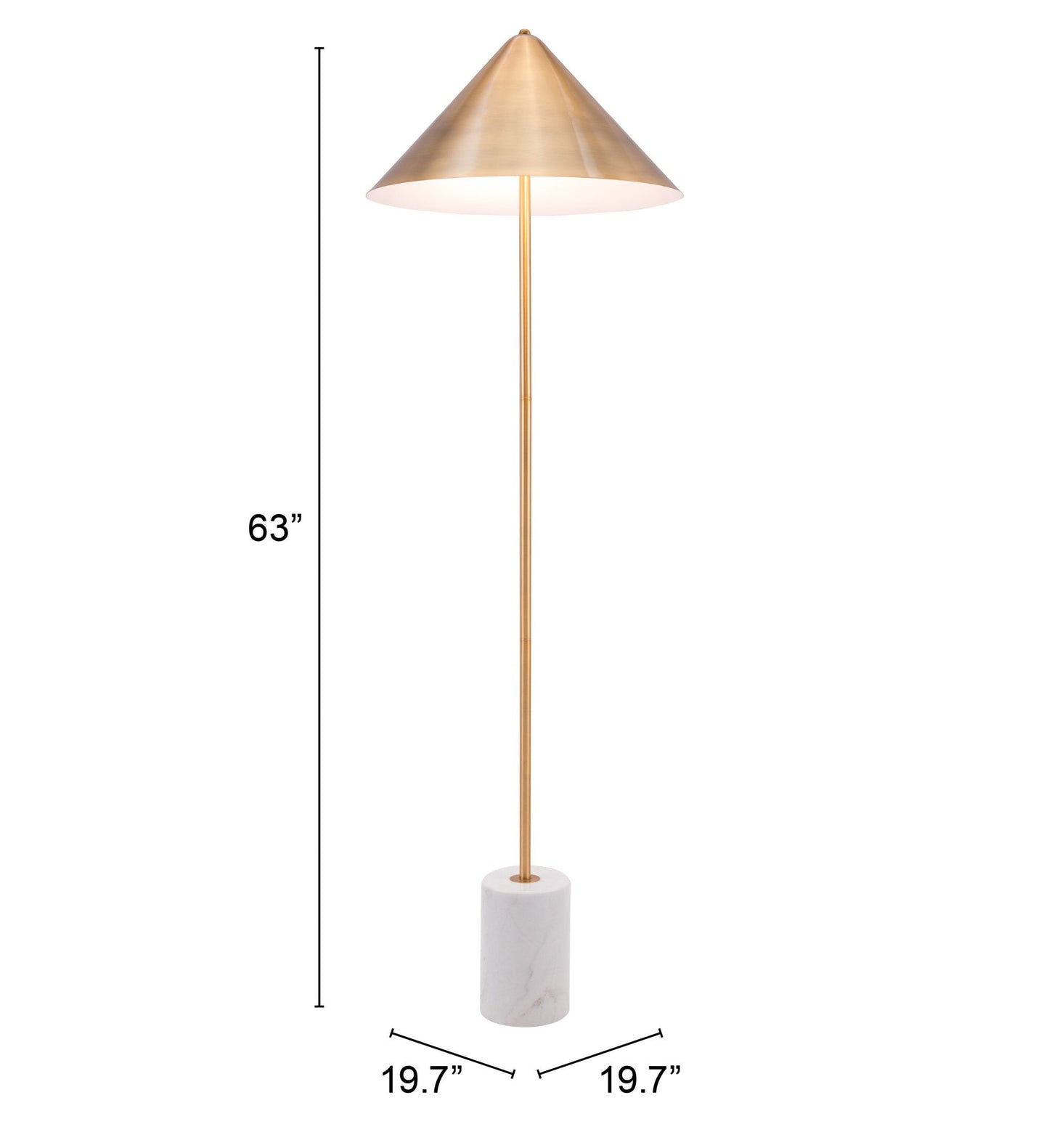 HomeRoots Flare Floor Lamp With Gold and White Finish