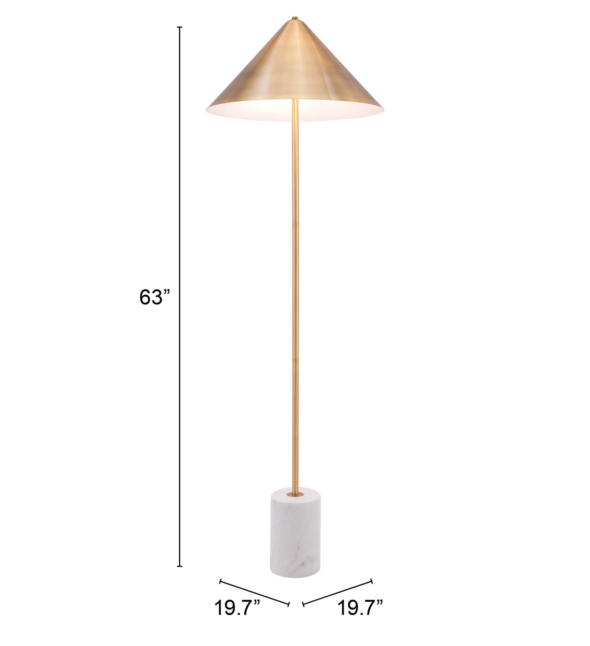 HomeRoots Flare Floor Lamp With Gold and White Finish