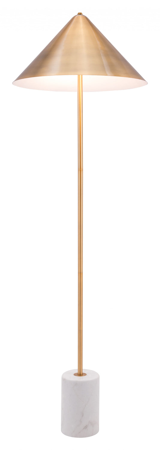 HomeRoots Flare Floor Lamp With Gold and White Finish