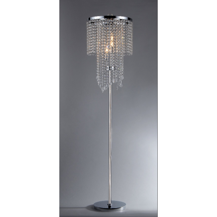 HomeRoots Floor Lamp In Chrome And Crystal Finish