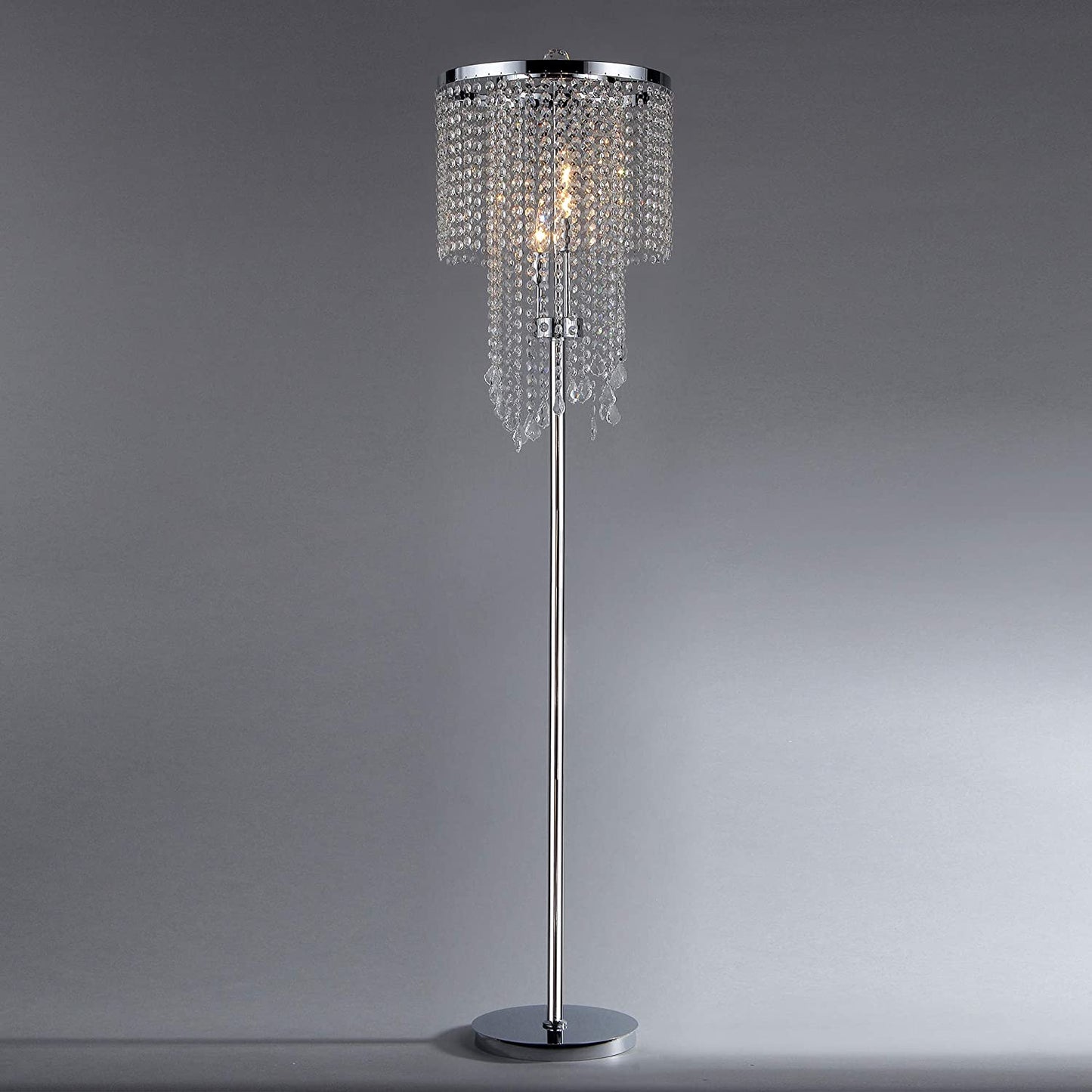 HomeRoots Floor Lamp In Chrome And Crystal Finish