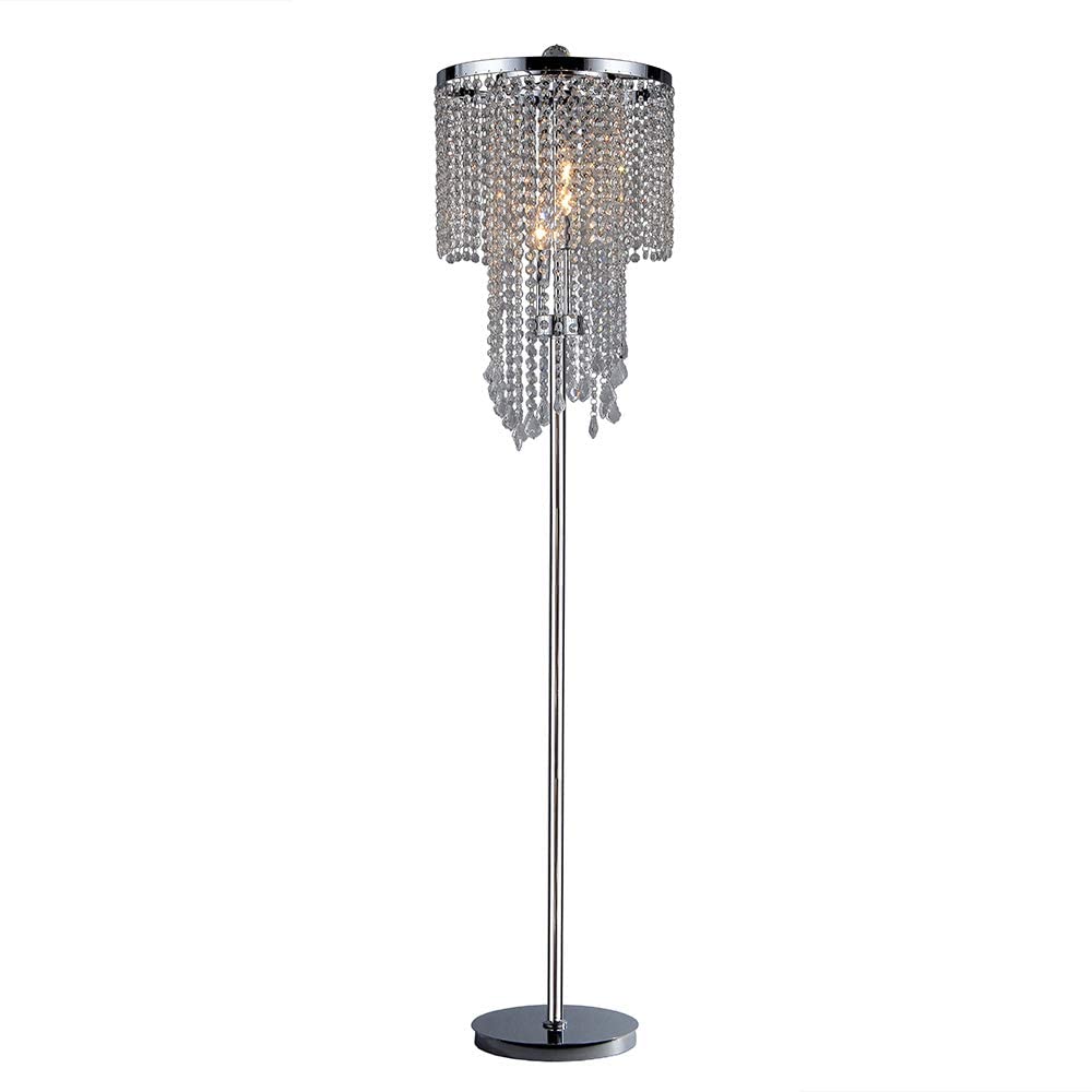 HomeRoots Floor Lamp In Chrome And Crystal Finish