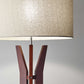 HomeRoots Floor Lamp Tripod Base With Shelf in Walnut Wood Finish