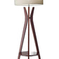 HomeRoots Floor Lamp Tripod Base With Shelf in Walnut Wood Finish