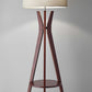 HomeRoots Floor Lamp Tripod Base With Shelf in Walnut Wood Finish