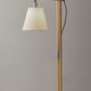 HomeRoots Floor Lamp With Adjustable Hinged Arm in Natural Rubber Wood Finish