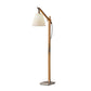 HomeRoots Floor Lamp With Adjustable Hinged Arm in Natural Rubber Wood Finish