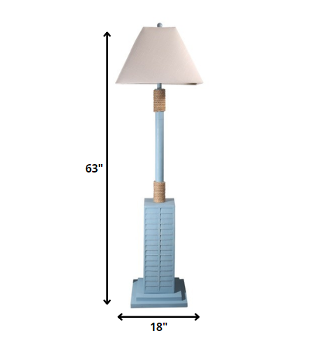 HomeRoots Floor Lamp With Aqua Blue and Nautical Rope Finish