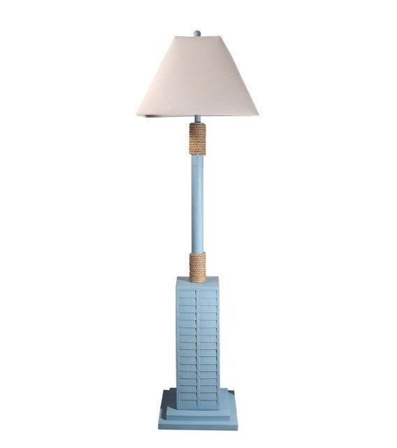 HomeRoots Floor Lamp With Aqua Blue and Nautical Rope Finish