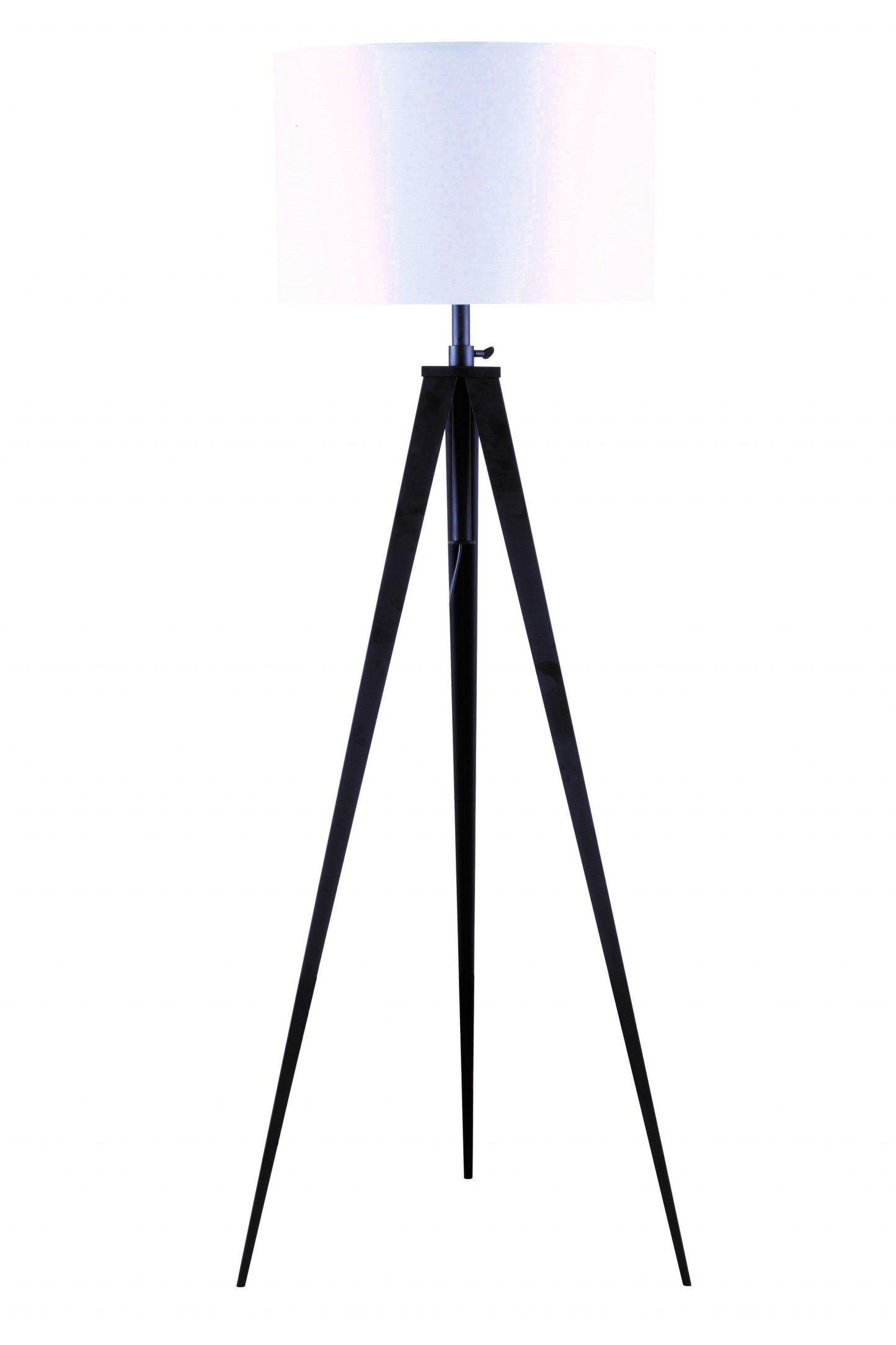 HomeRoots Floor Lamp With Black Metal Tripod and White Shade