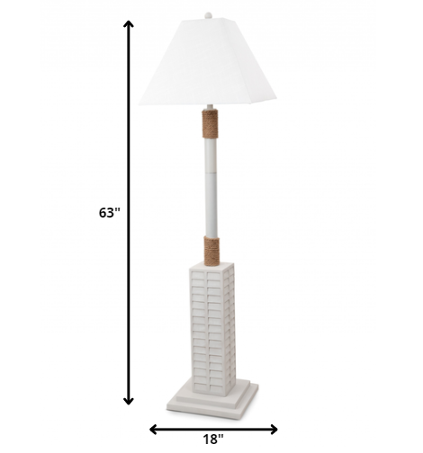 HomeRoots Floor Lamp With Bright White and Nautical Rope Finish