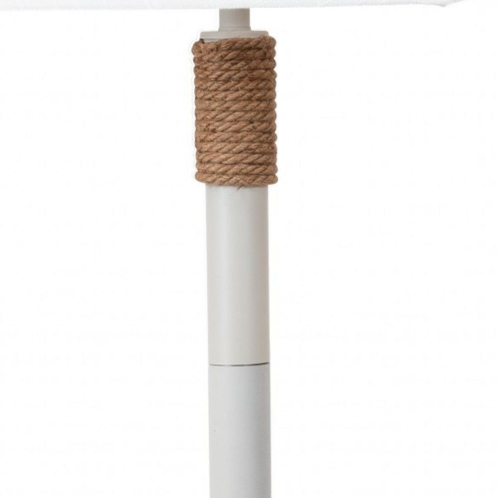 HomeRoots Floor Lamp With Bright White and Nautical Rope Finish