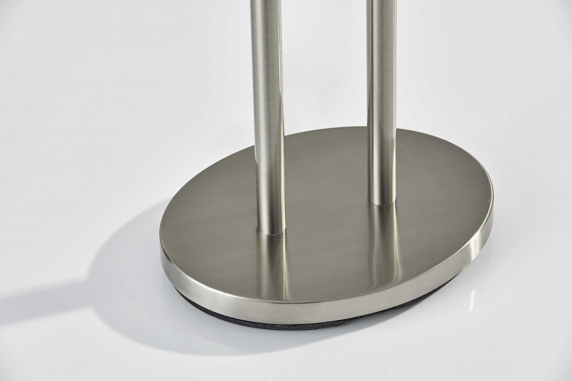 HomeRoots Floor Lamp With Dual Pole in Brushed Steel Metal Finish