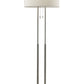 HomeRoots Floor Lamp With Dual Pole in Brushed Steel Metal Finish