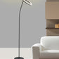 HomeRoots Floor Lamp With Halo Shade in Black Metal Finish