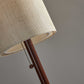 HomeRoots Floor Lamp With Slim Cylindrical Shade in Walnut Wood Finish