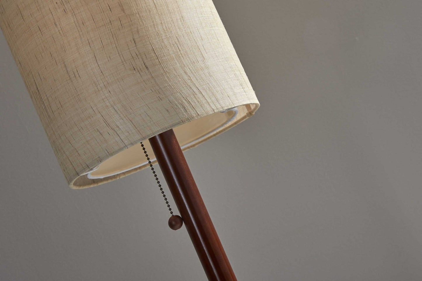 HomeRoots Floor Lamp With Slim Cylindrical Shade in Walnut Wood Finish